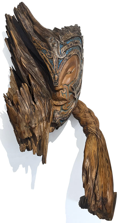 Joe Kemp nz Maori wood carvings, Mahara, Swamp Kauri